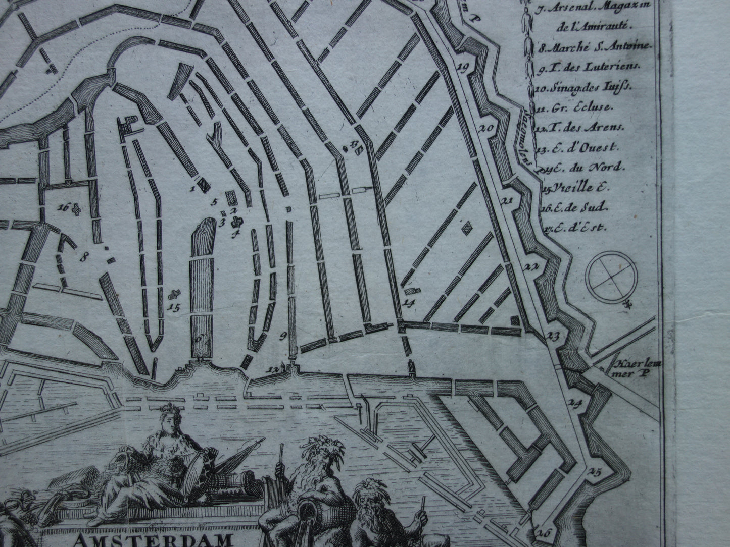 AMSTERDAM oude kaart van Amsterdam uit 1693 originele antieke plattegrond Nicolas de Fer