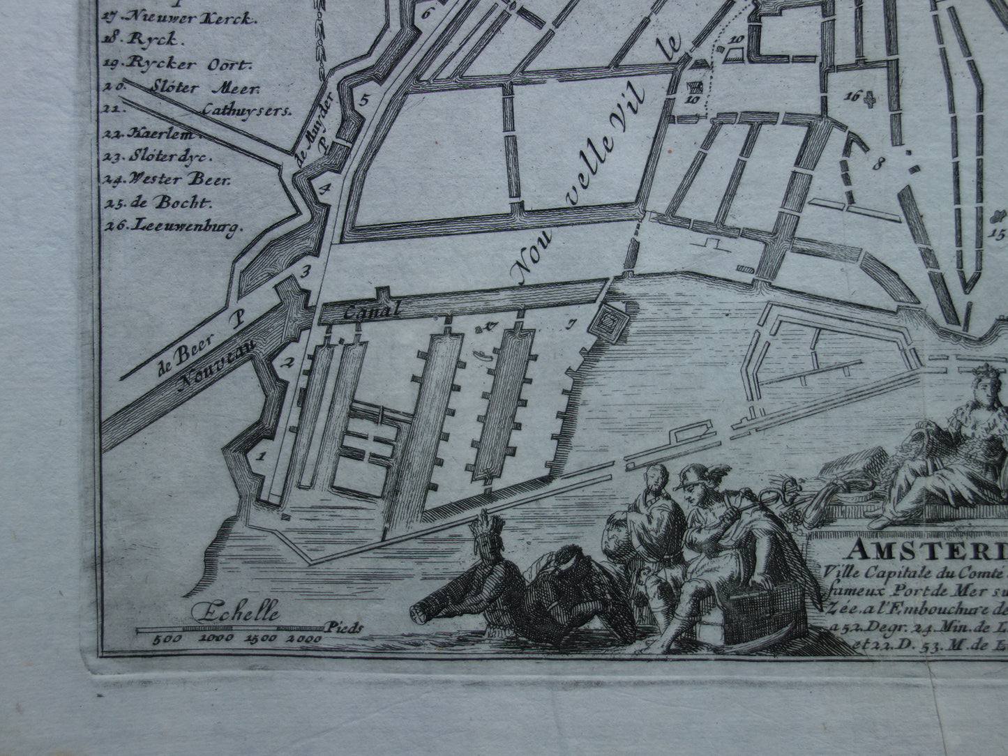 AMSTERDAM oude kaart van Amsterdam uit 1693 originele antieke plattegrond Nicolas de Fer