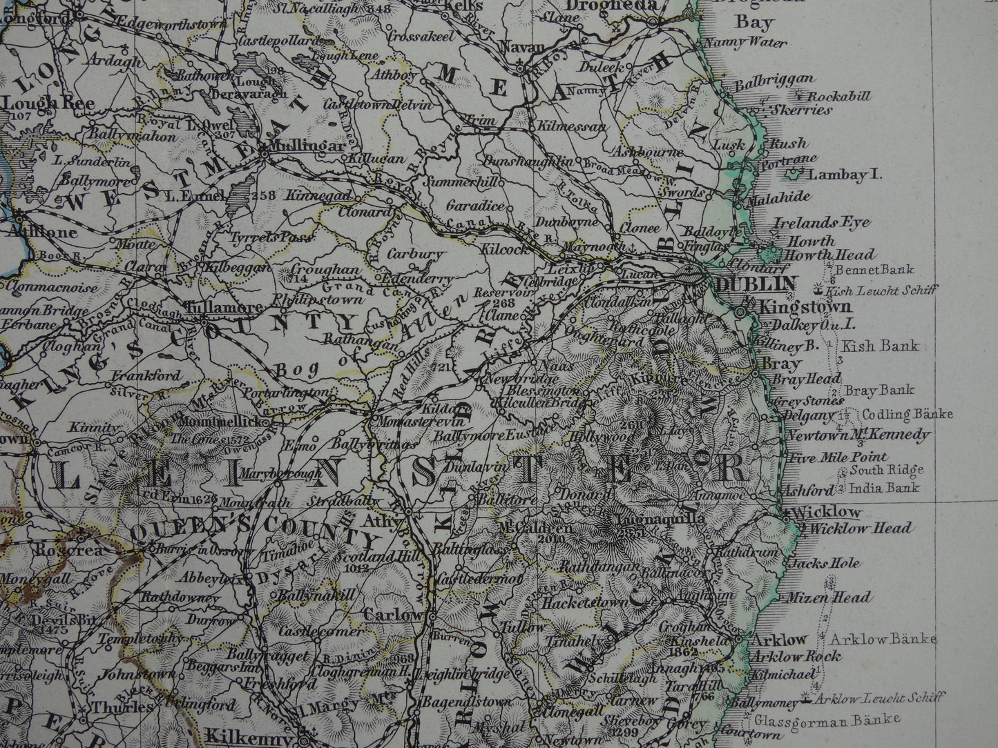 IERLAND antieke kaart van Ierland 1876 originele 155+ jaar oude Duitse landkaart van Ierland met jaartal