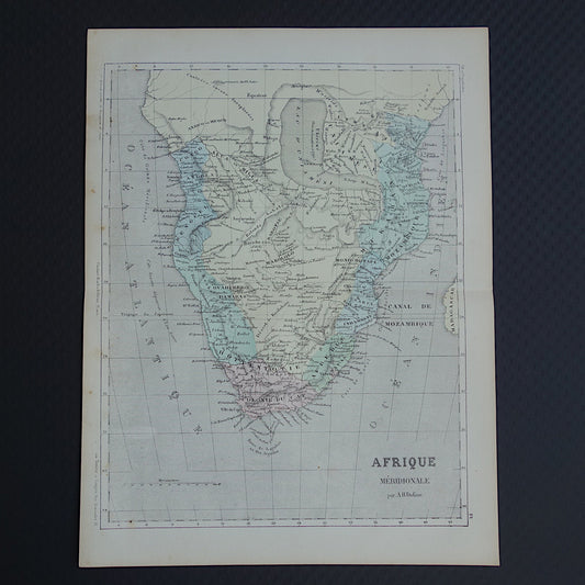 AFRIKA Oude kaart van zuiden Afrika Grote Merengebied Uniamesi meer 1858 originele antieke landkaart