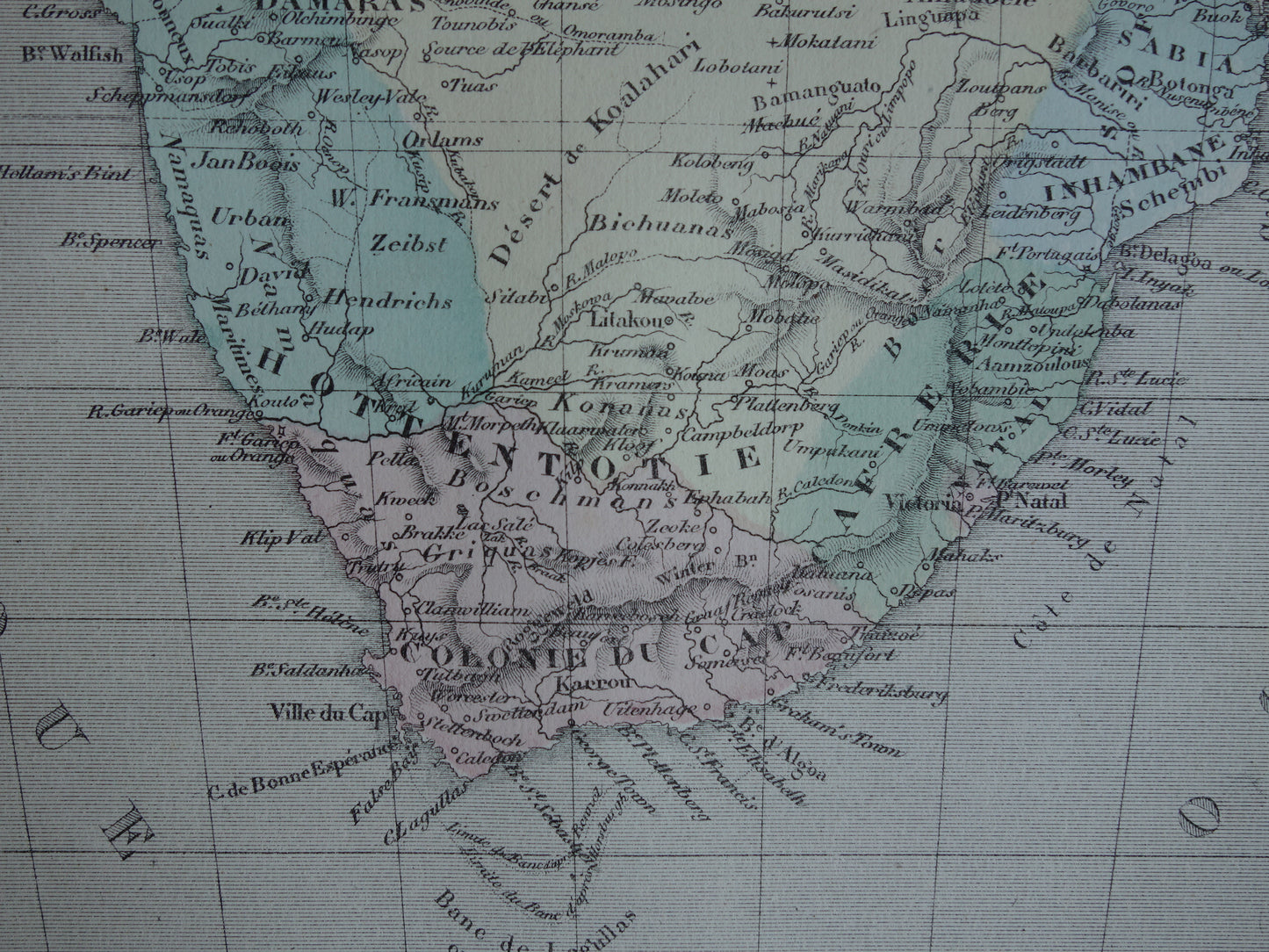 AFRIKA Oude kaart van zuiden Afrika Grote Merengebied Uniamesi meer 1858 originele antieke landkaart