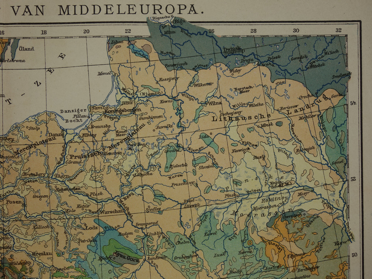 Oude geologische kaart van Centraal-Europa Originele antieke geologie kaart tijdschaal formaties vintage kaarten