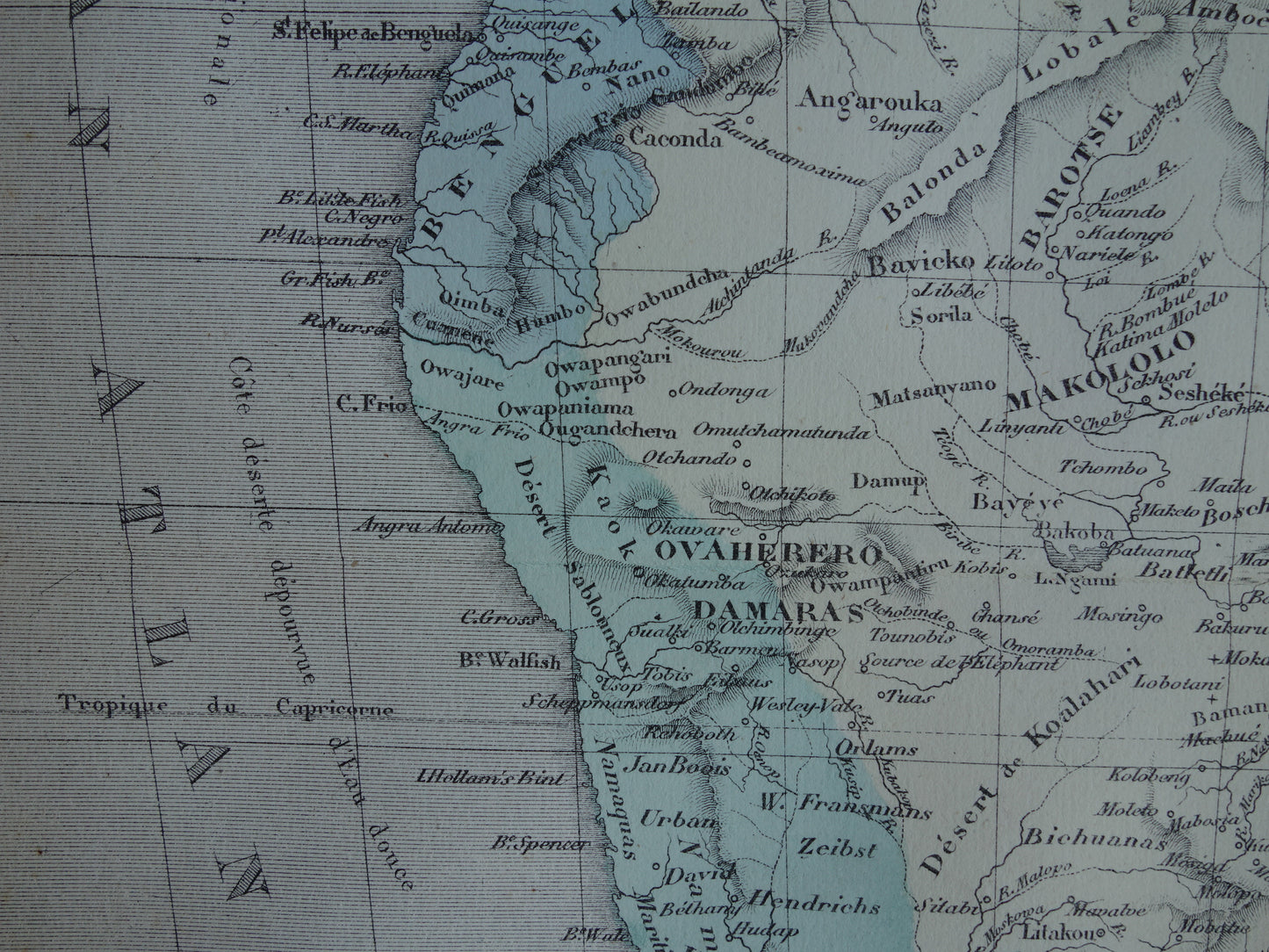 AFRIKA Oude kaart van zuiden Afrika Grote Merengebied Uniamesi meer 1858 originele antieke landkaart