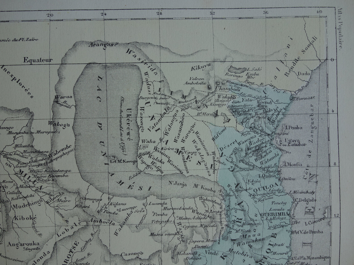 Lake Uniamesi original antique map for sale