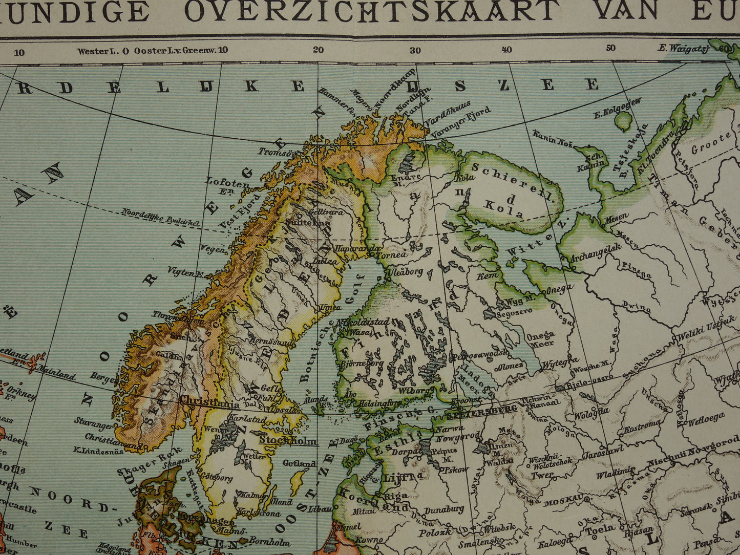 Oude kaart van Europa uit 1907 originele antieke landkaart van Europa continent vintage Nederlandse kaarten