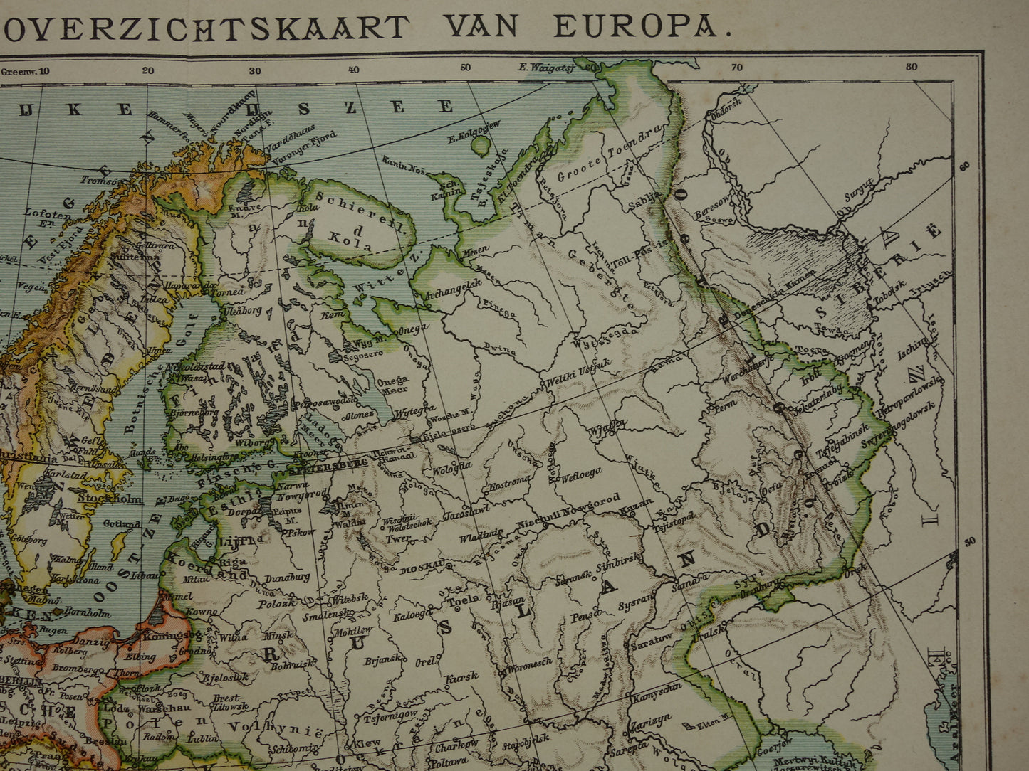 Oude kaart van Europa uit 1907 originele antieke landkaart van Europa continent vintage Nederlandse kaarten