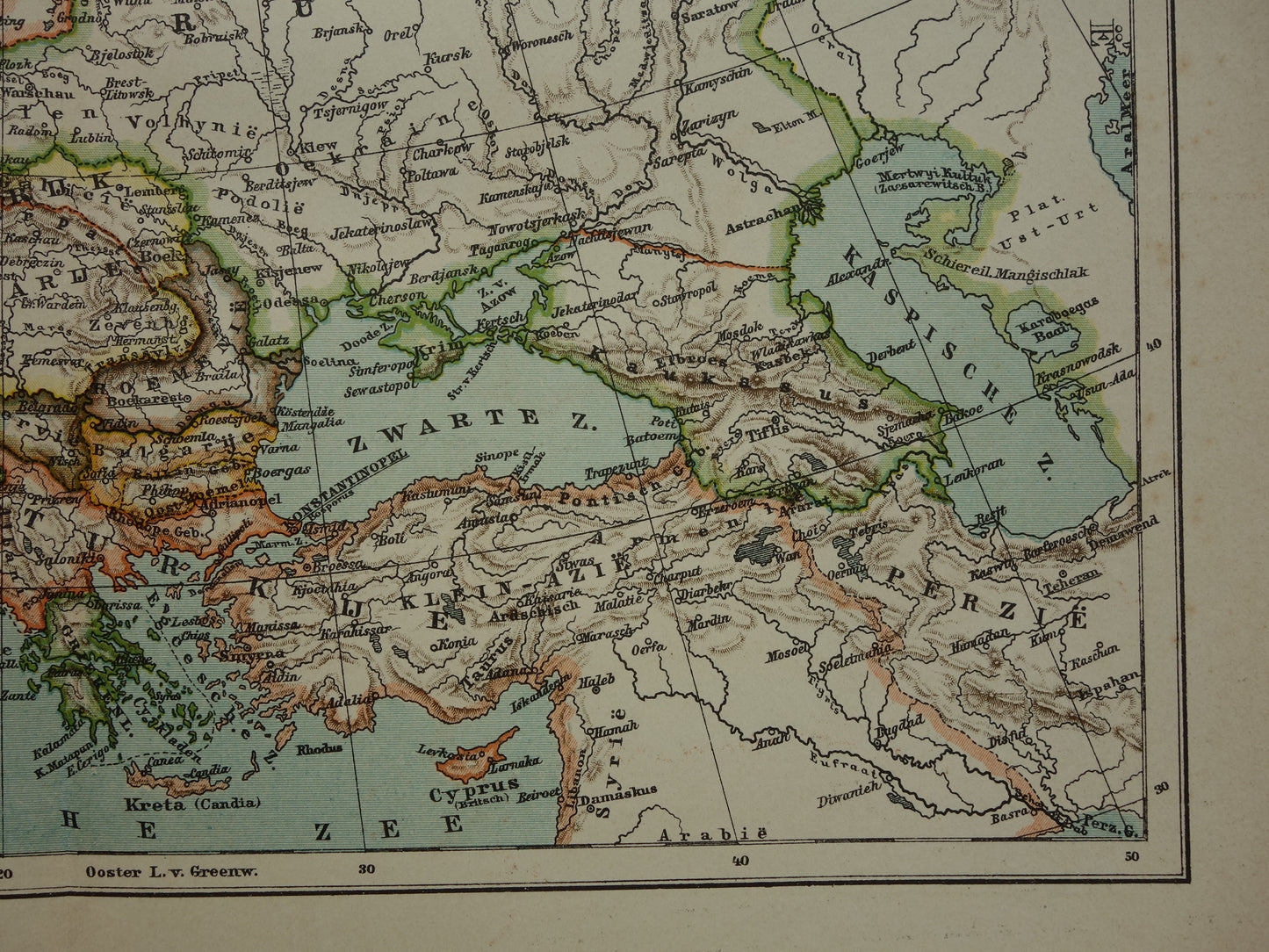 Oude kaart van Europa uit 1907 originele antieke landkaart van Europa continent vintage Nederlandse kaarten
