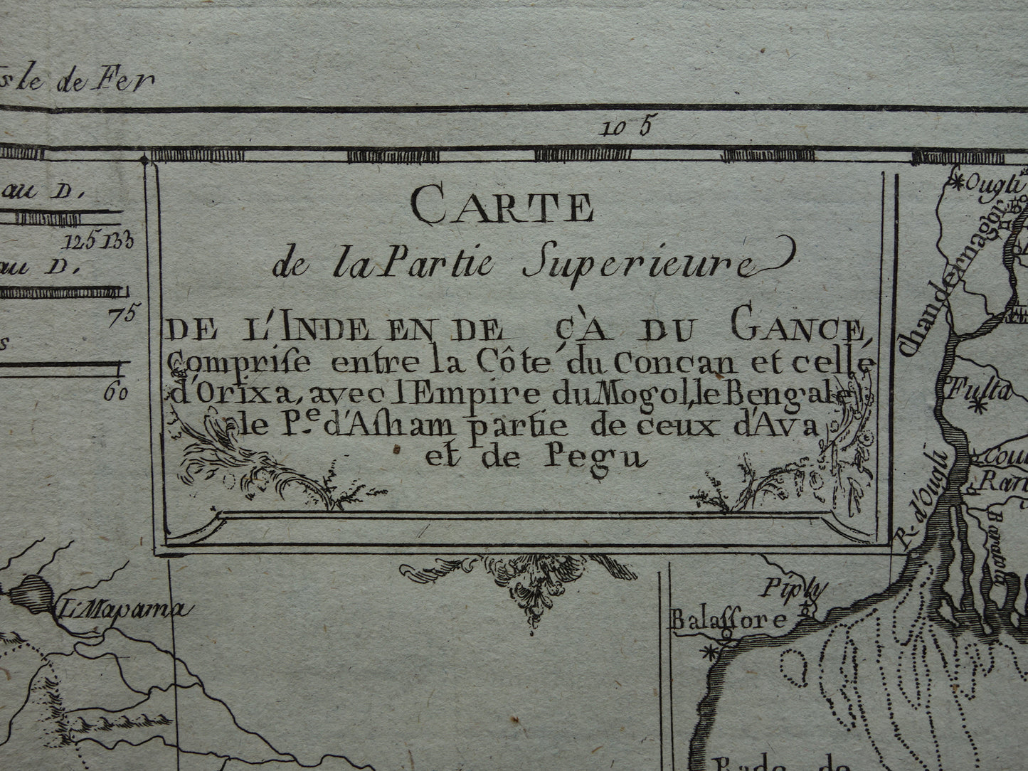 India antieke kaart van Noord-India en Nepal uit 1780 originele oude landkaart vintage Ganges print