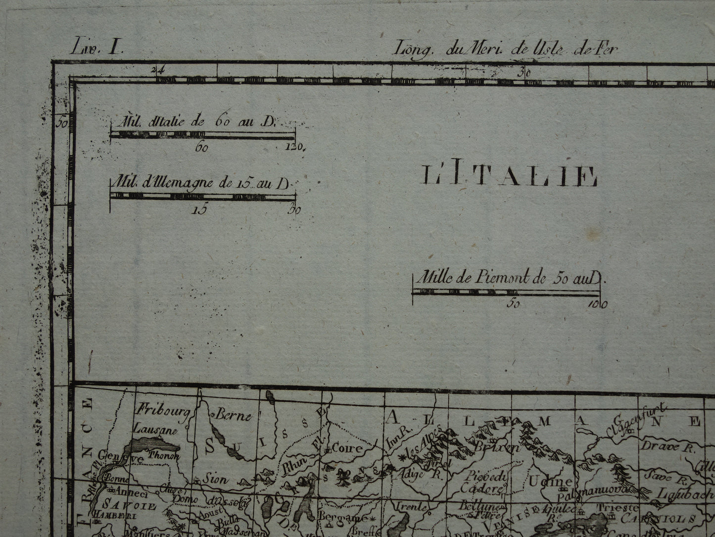 Italië oude kaart uit 1784 Originele antieke landkaart van Italië vintage kaarten