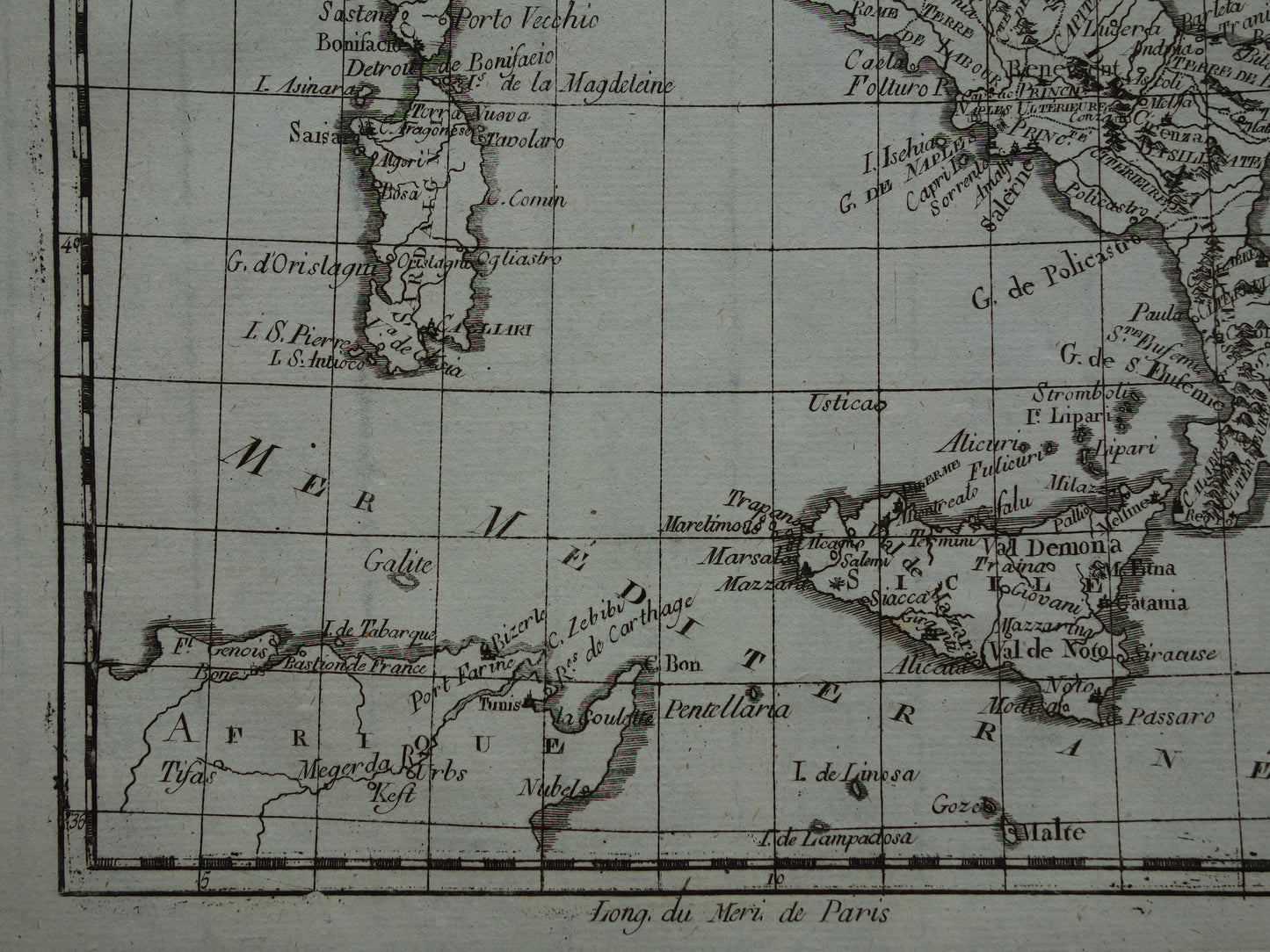 Italië oude kaart uit 1784 Originele antieke landkaart van Italië vintage kaarten