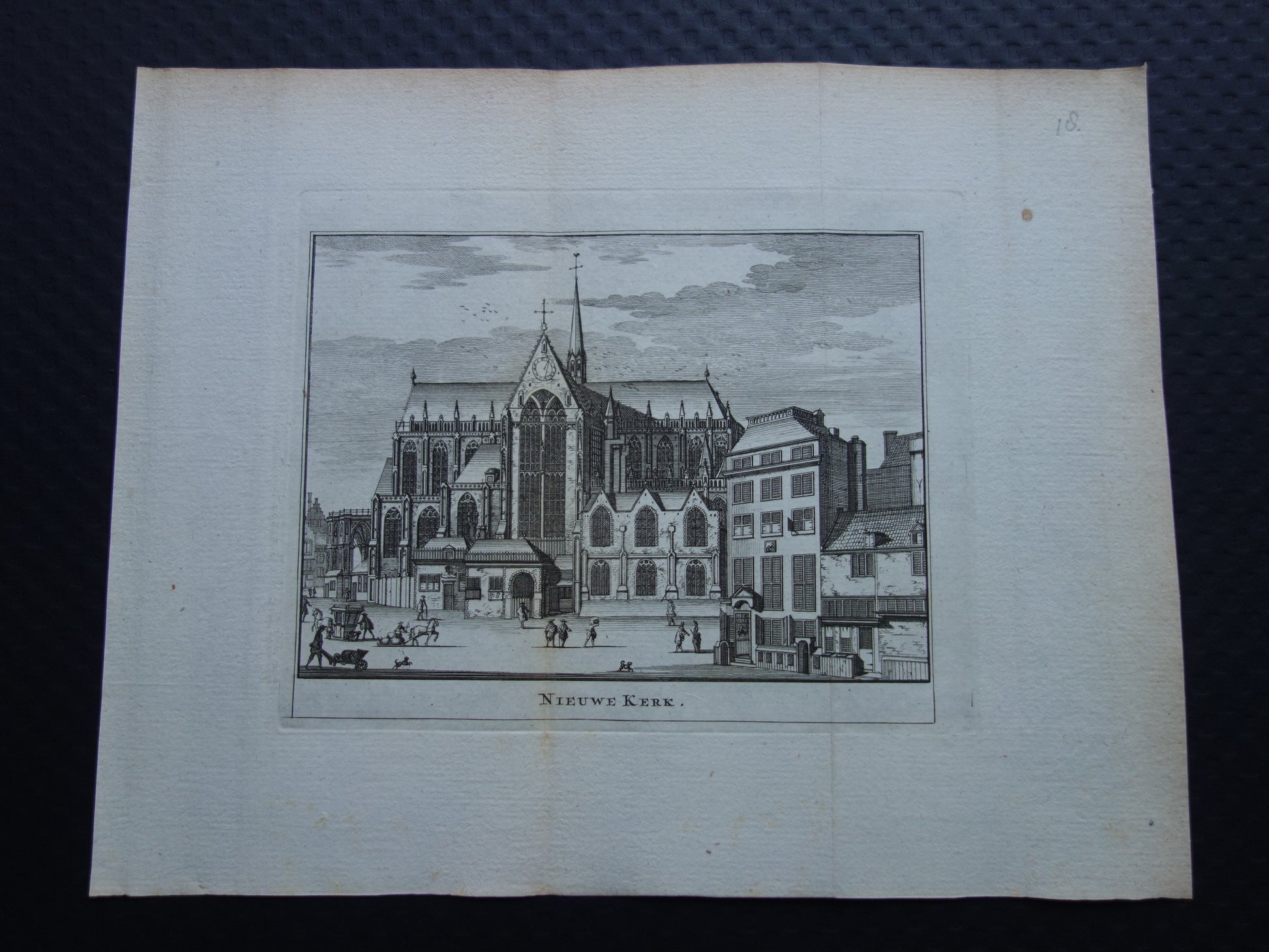 Nieuwe Kerk Amsterdam Oude prent 1770 Originele antieke gravure Historisch stadsgezicht Vintage Print