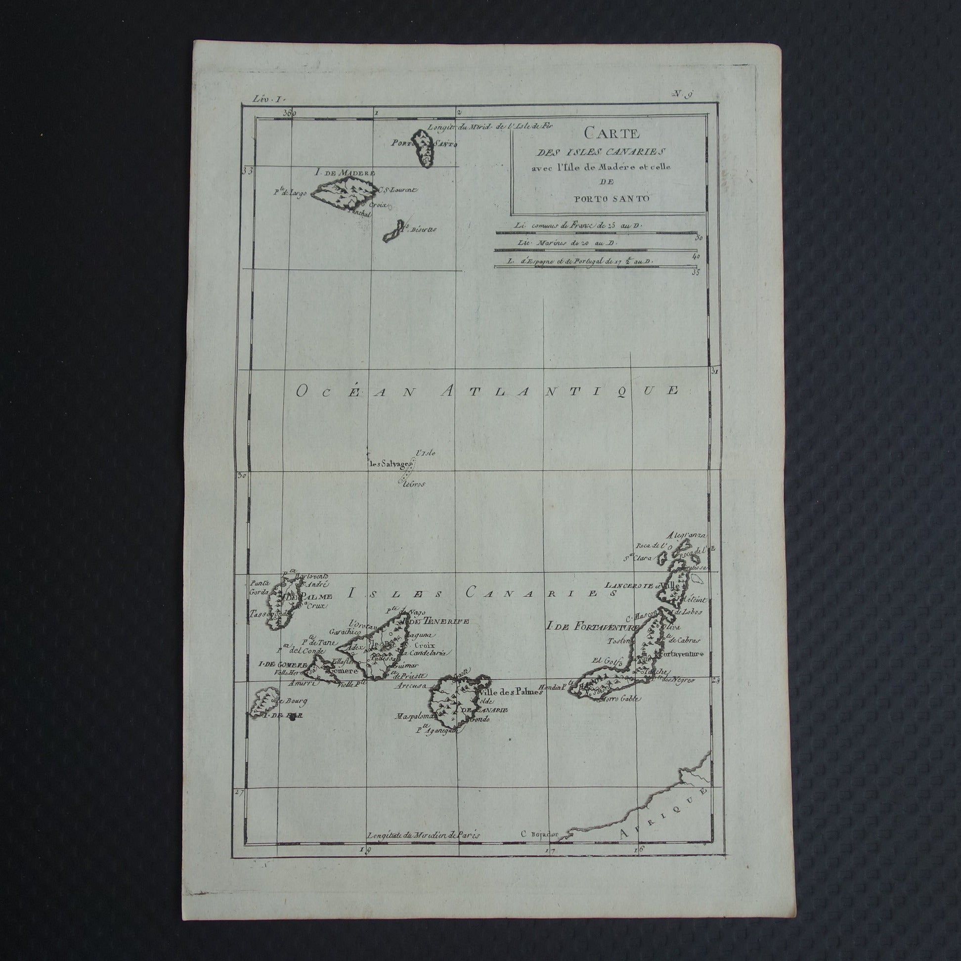Canarische Eilanden oude kaart Originele antieke landkaart Madeira Porto Santo vintage print