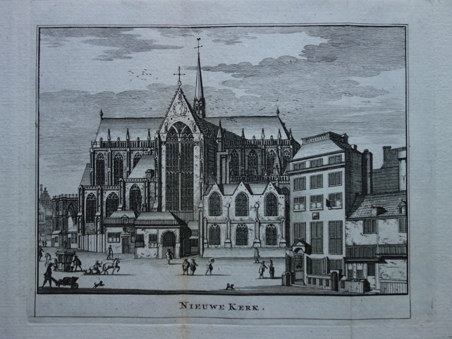 Nieuwe Kerk. Amsterdam originele gravure 1770 Wagenaar