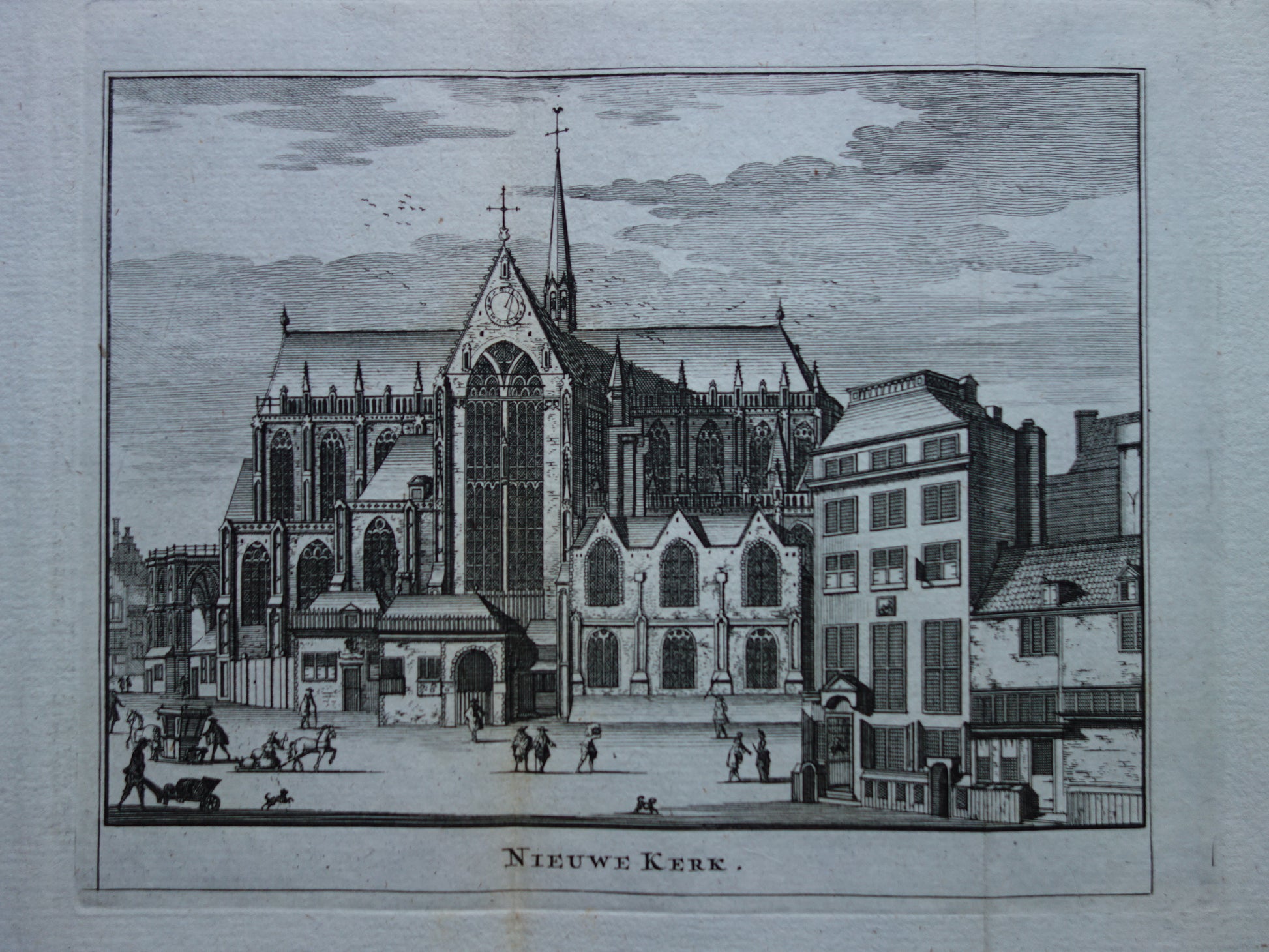Nieuwe Kerk. Amsterdam originele gravure 1770 Wagenaar