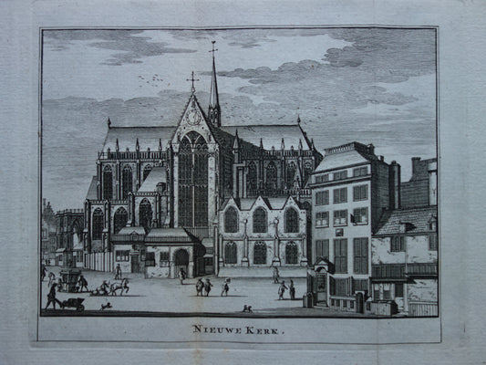Nieuwe Kerk. Amsterdam originele gravure 1770 Wagenaar