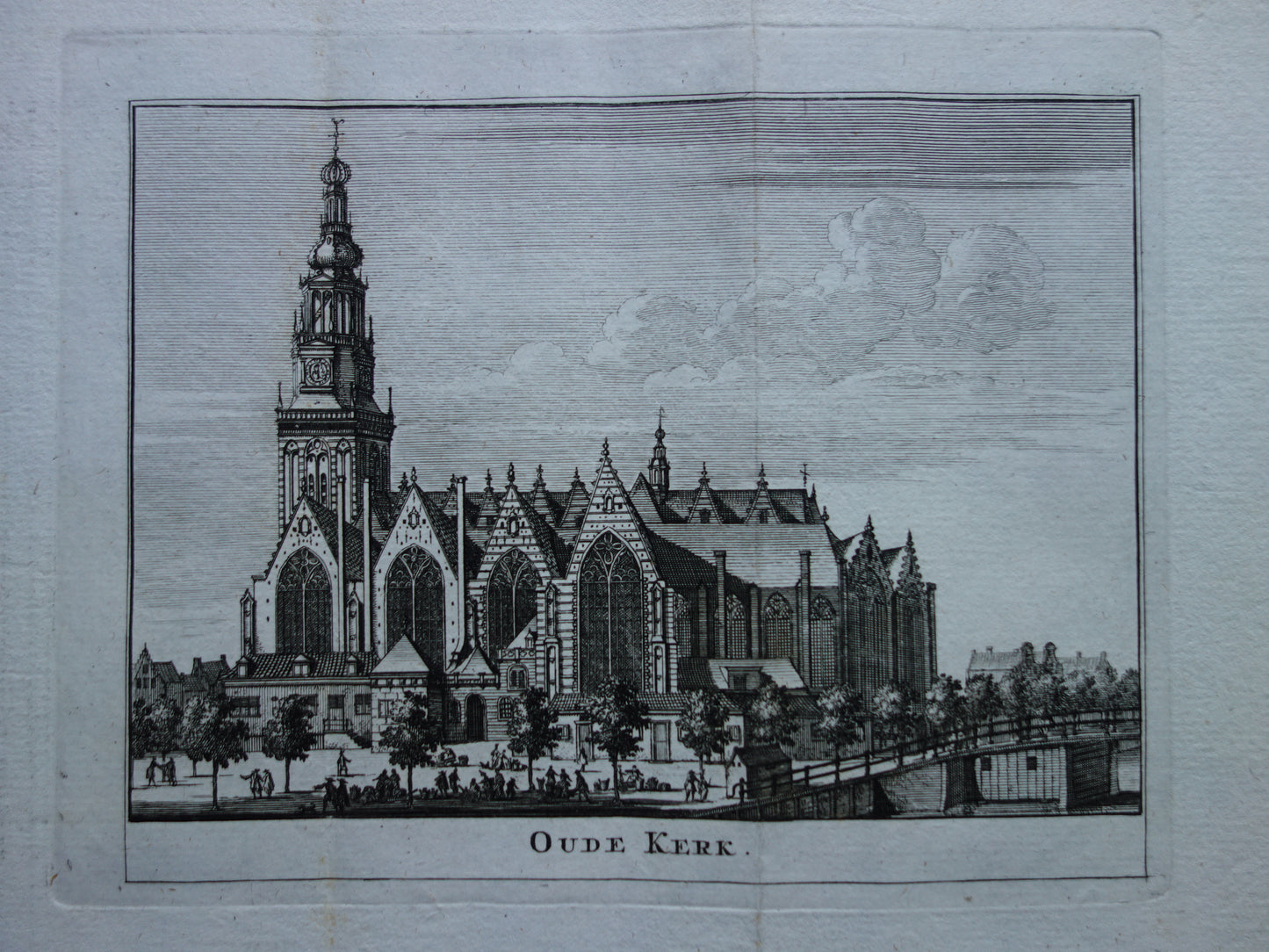 oude kerk amsterdam vintage illustratie