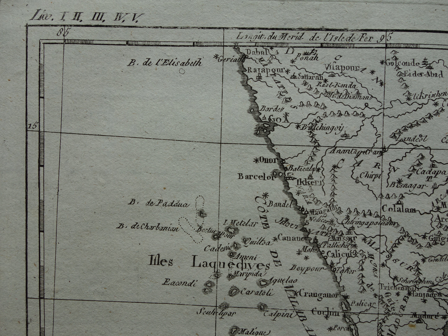 India antieke kaart van Zuid-India Malediven Sri Lanka uit 1780 originele oude landkaart vintage print