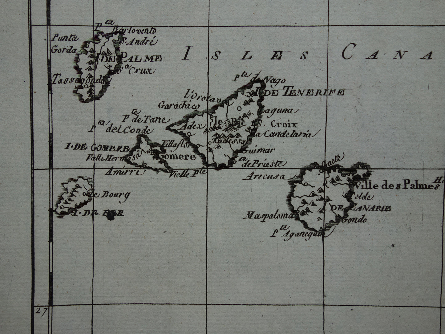 Canarische Eilanden oude kaart Originele antieke landkaart Madeira Porto Santo vintage print