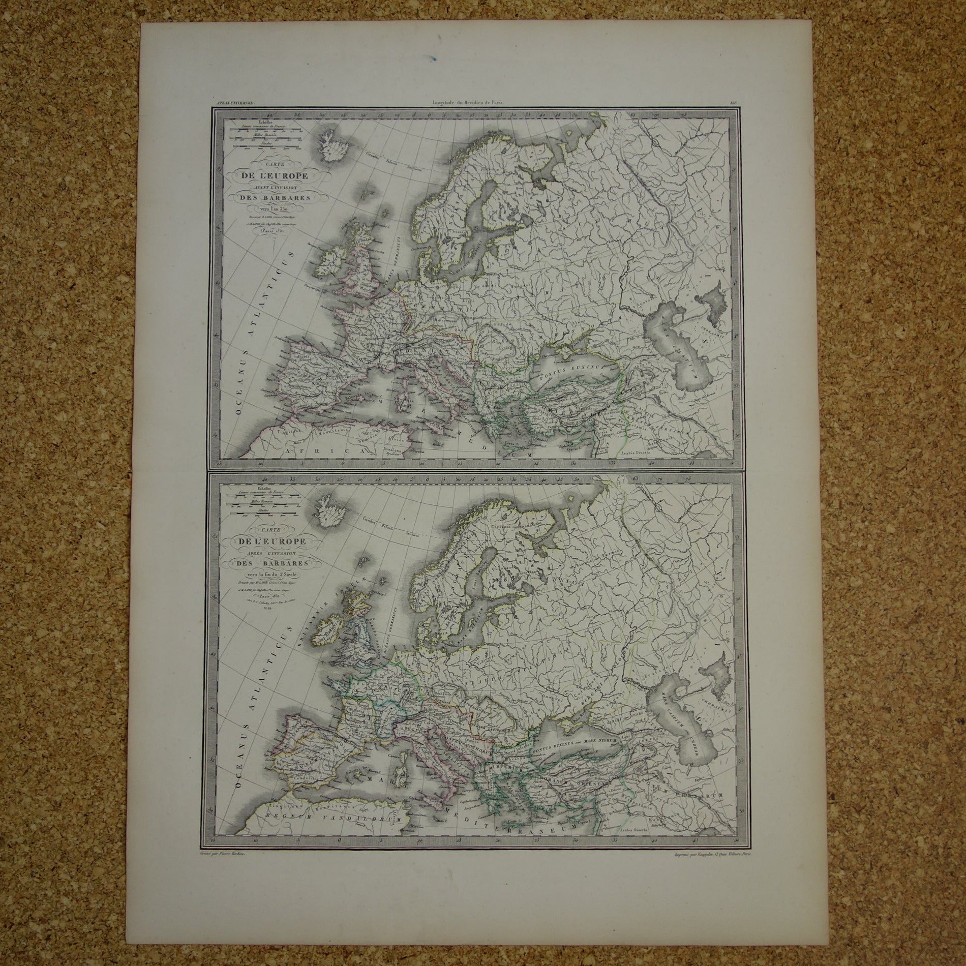 carte de l'europe avant l'invasion des barbares lapie 1851