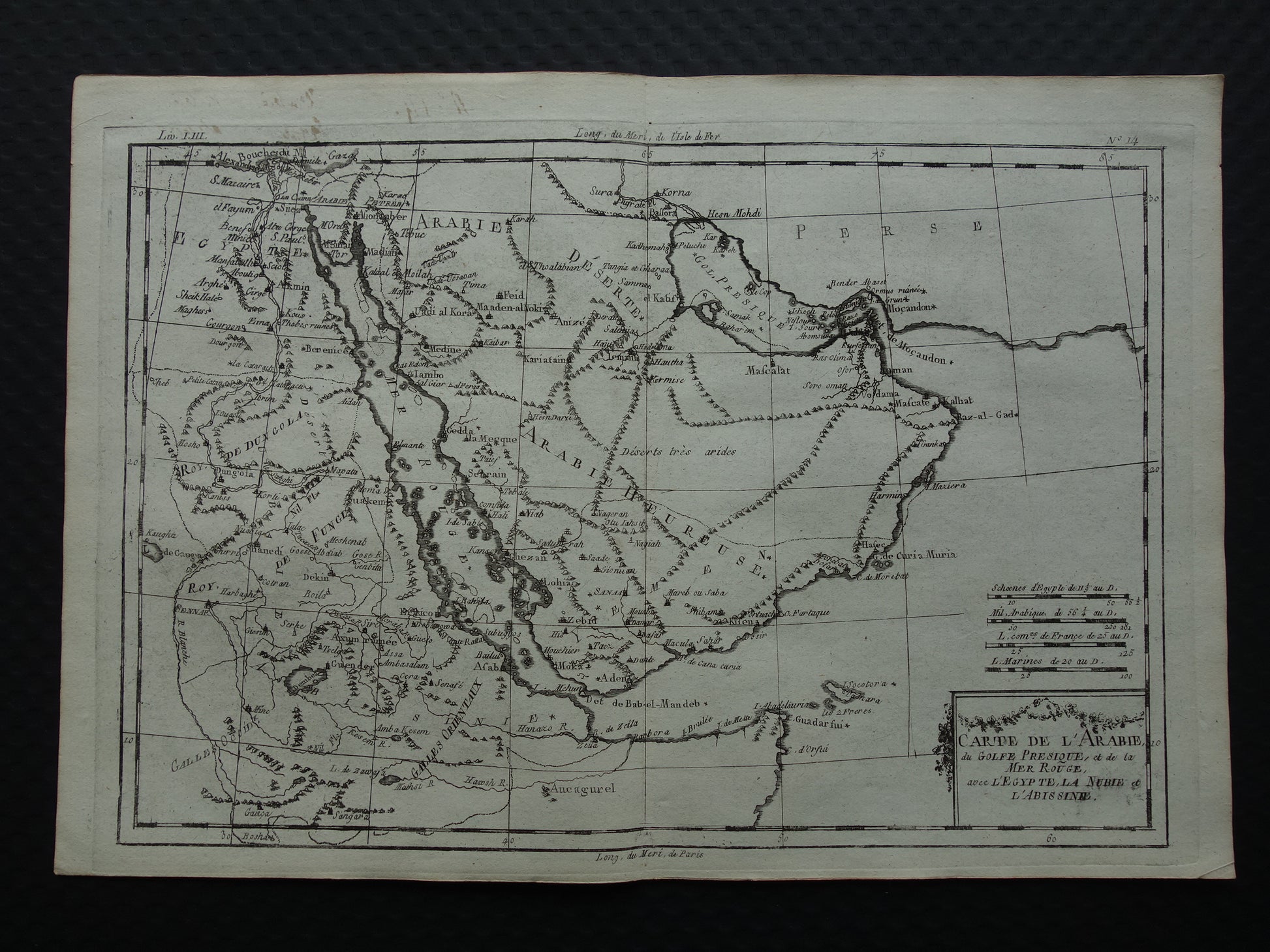 Saoedi-Arabië antieke kaart van Saudi-Arabie Rode Zee en Perziche Golf uit 1780 originele oude landkaart