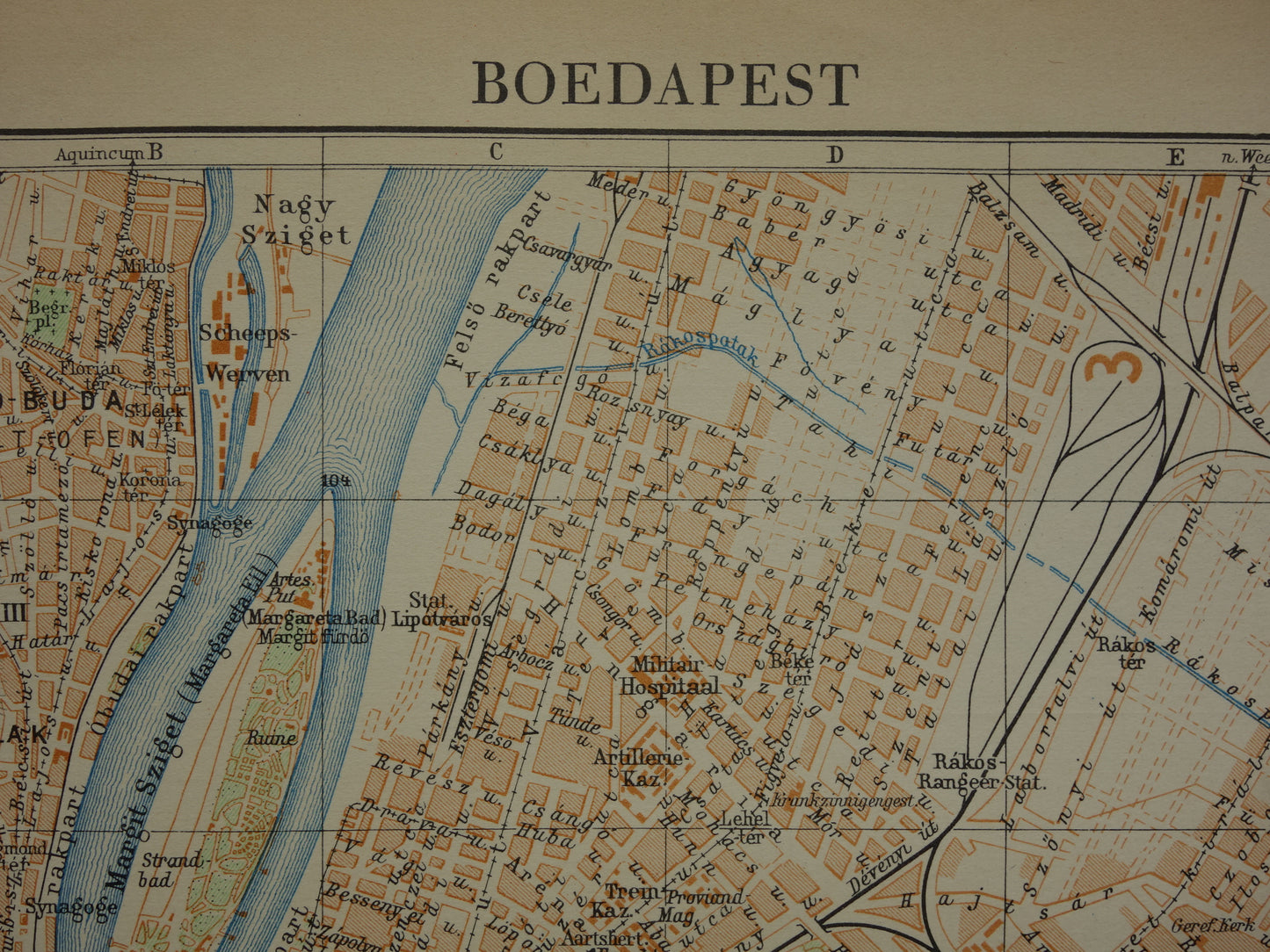 BOEDAPEST oude kaart van Boedapest uit 1933 originele Nederlandse vintage plattegrond