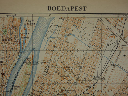 BOEDAPEST oude kaart van Boedapest uit 1933 originele Nederlandse vintage plattegrond