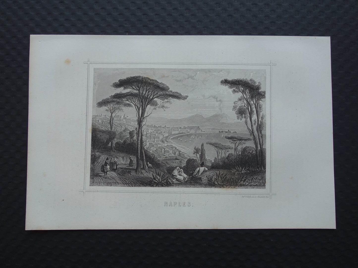 Stadtansicht von Neapel aus einem antiken Druck von 1852.