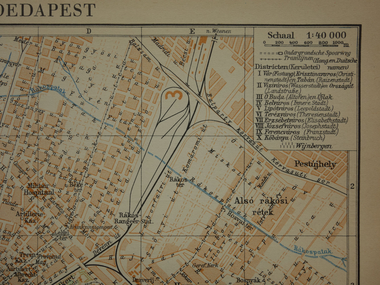 BOEDAPEST oude kaart van Boedapest uit 1933 originele Nederlandse vintage plattegrond