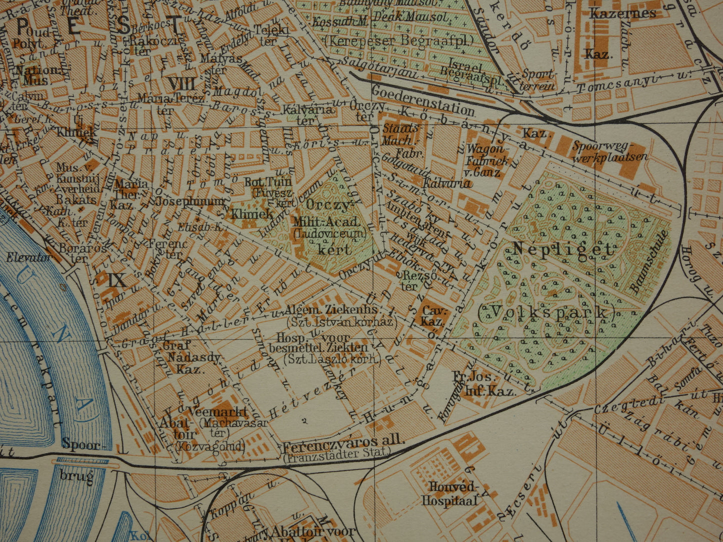 BOEDAPEST oude kaart van Boedapest uit 1933 originele Nederlandse vintage plattegrond