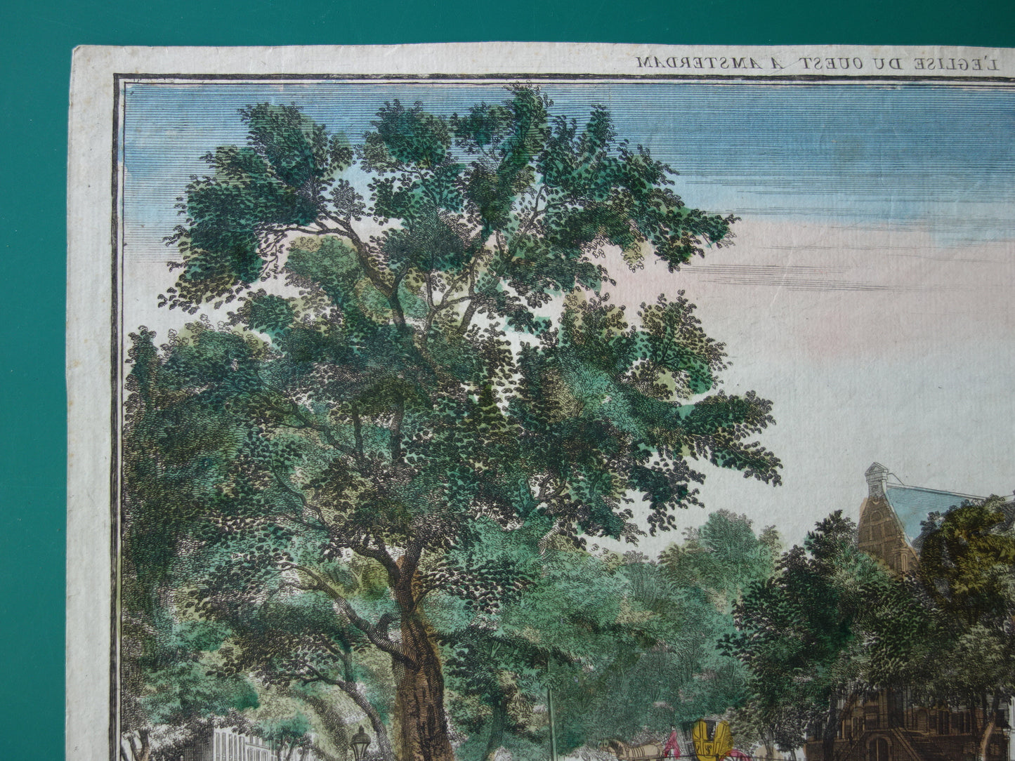 Westertoren Keizersgracht oude prent Originele antieke gravure opticaprent Westerkerk Amsterdam