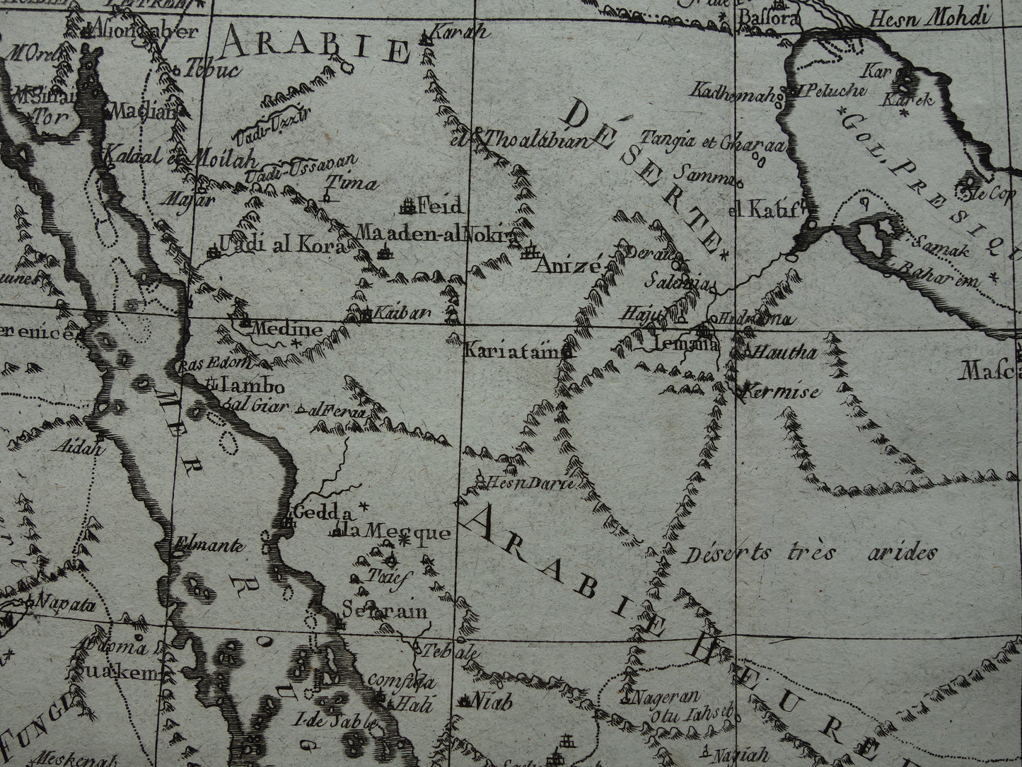 Saoedi-Arabië antieke kaart van Saudi-Arabie Rode Zee en Perziche Golf uit 1780 originele oude landkaart