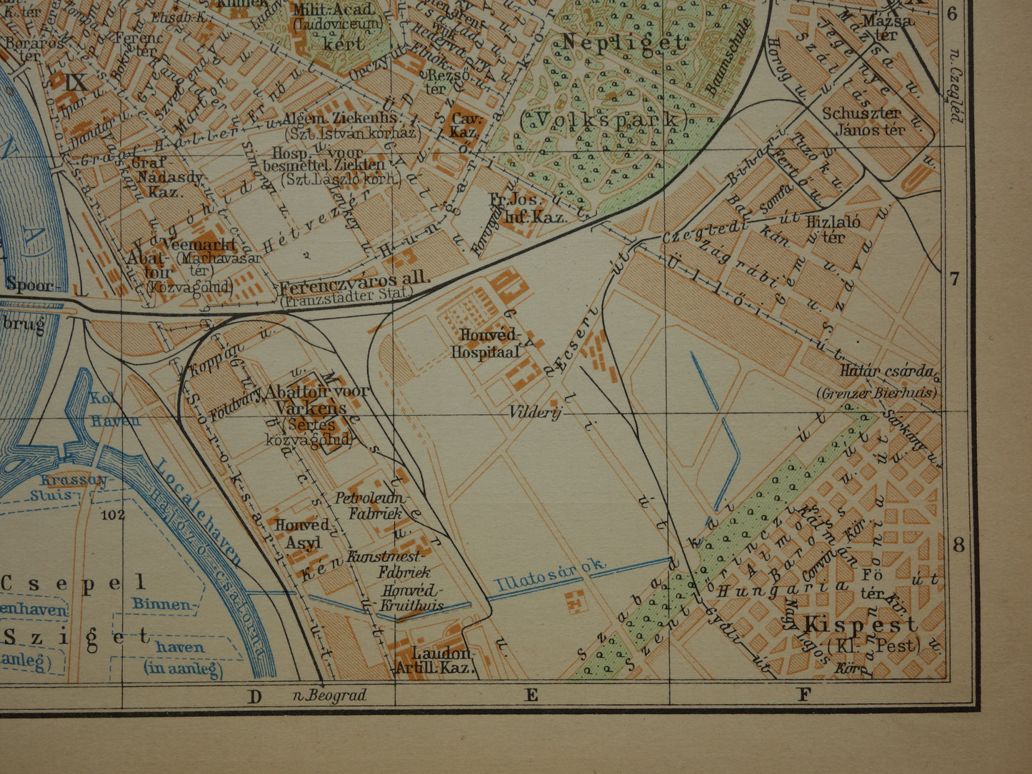 BOEDAPEST oude kaart van Boedapest uit 1933 originele Nederlandse vintage plattegrond