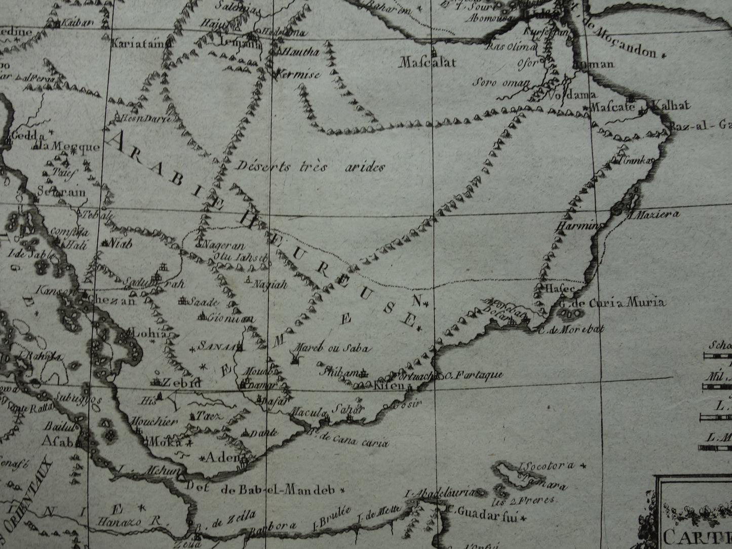 Saoedi-Arabië antieke kaart van Saudi-Arabie Rode Zee en Perziche Golf uit 1780 originele oude landkaart