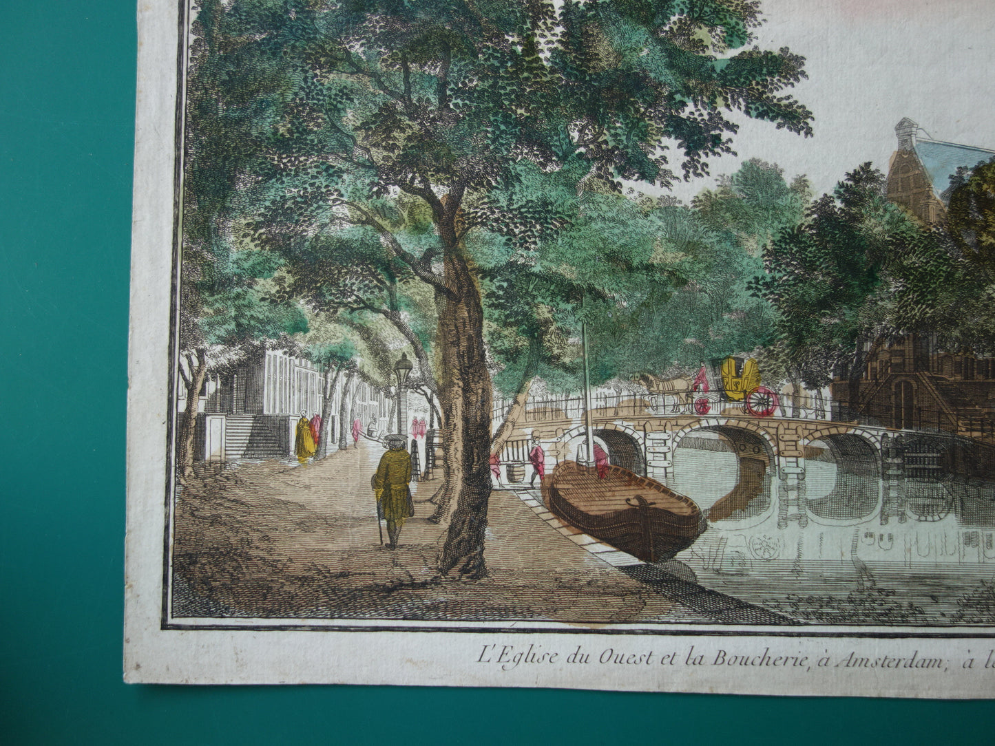 Westertoren Keizersgracht oude prent Originele antieke gravure opticaprent Westerkerk Amsterdam