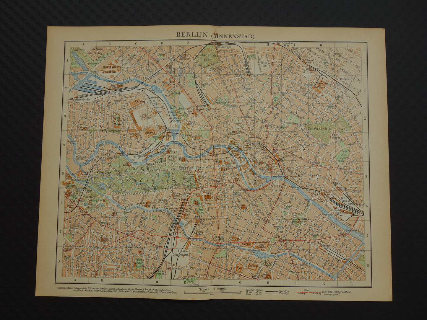 BERLIJN oude plattegrond van Berlijn uit 1933 originele Nederlandse vintage kaart