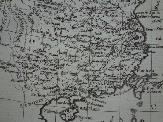 China oude kaart Korea China en Japan Originele antieke landkaart uit 1784 vintage historische print
