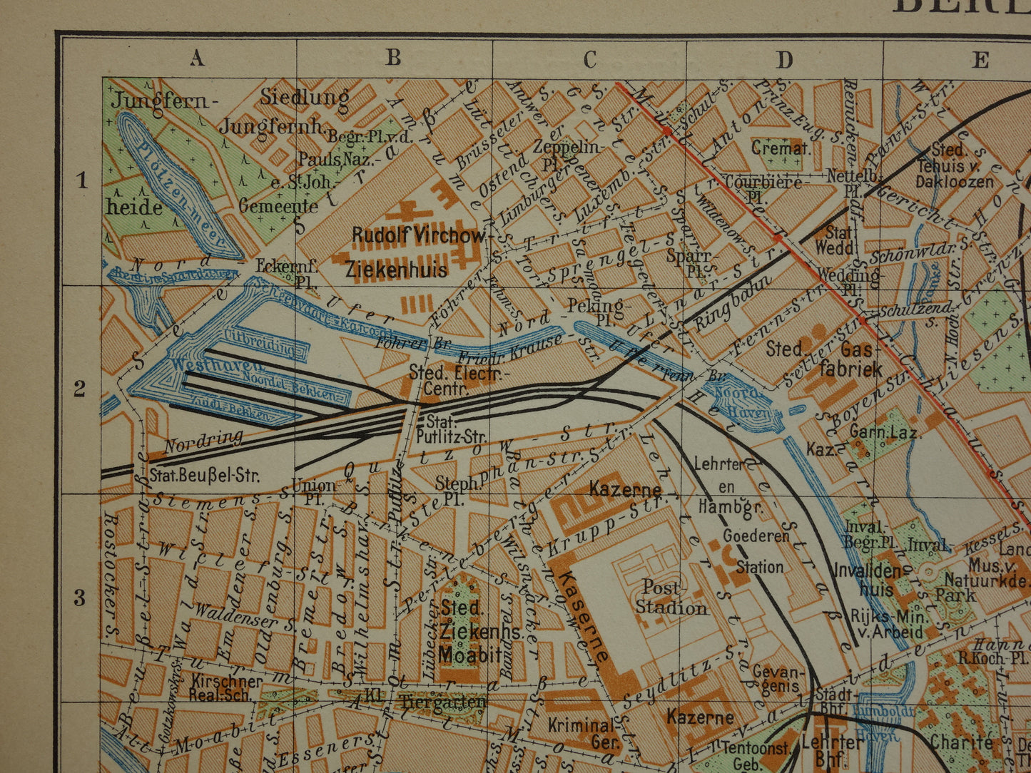 BERLIJN oude plattegrond van Berlijn uit 1933 originele Nederlandse vintage kaart