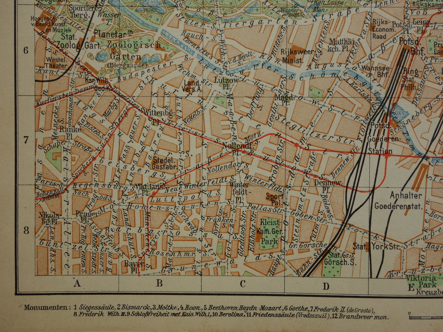 BERLIJN oude plattegrond van Berlijn uit 1933 originele Nederlandse vintage kaart