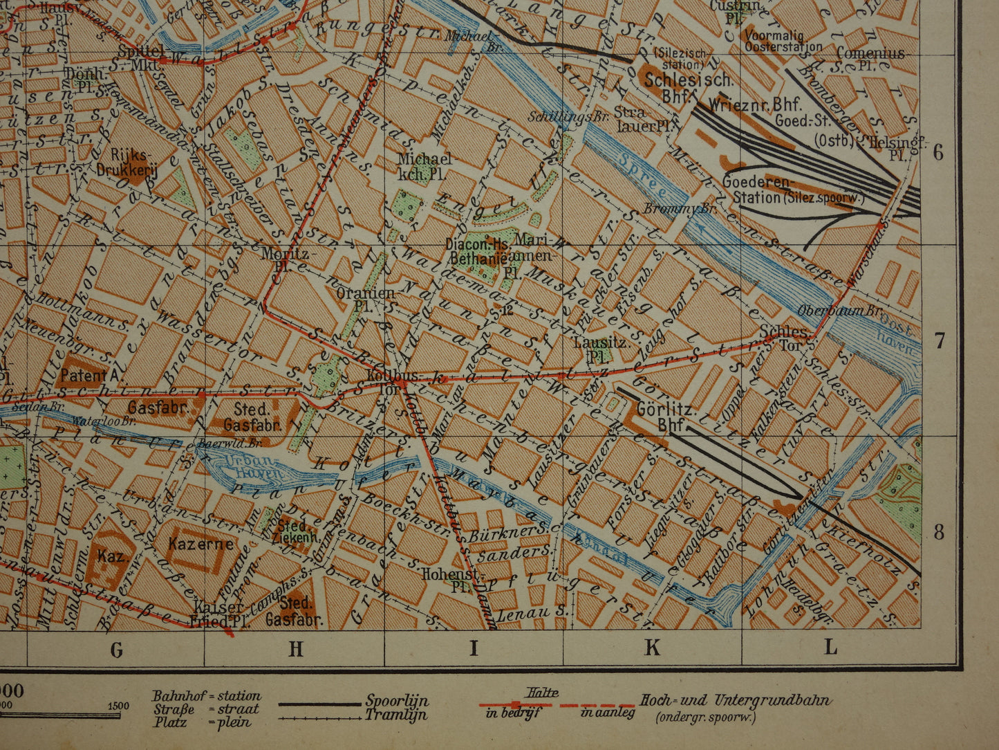 BERLIJN oude plattegrond van Berlijn uit 1933 originele Nederlandse vintage kaart