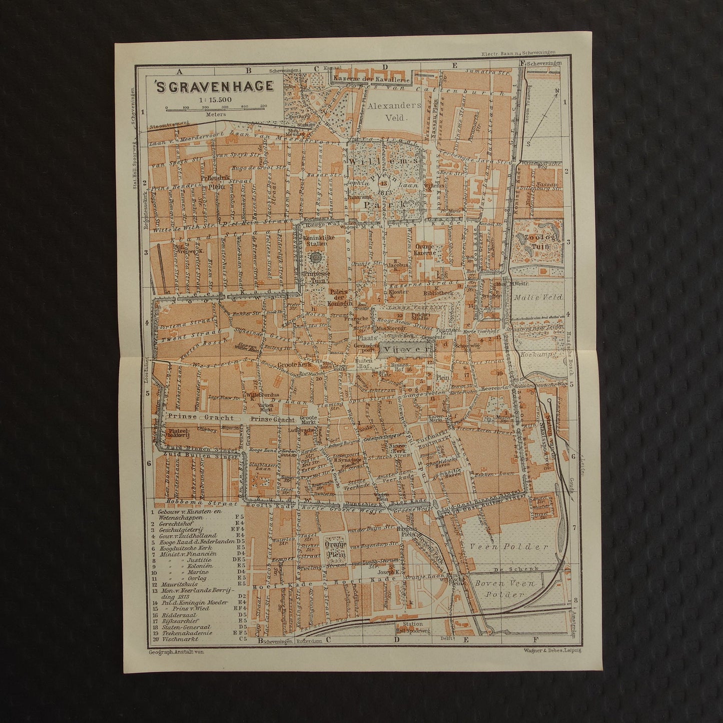 DEN HAAG oude kaart van 's Gravenhage uit 1904 kleine originele antieke plattegrond vintage landkaart