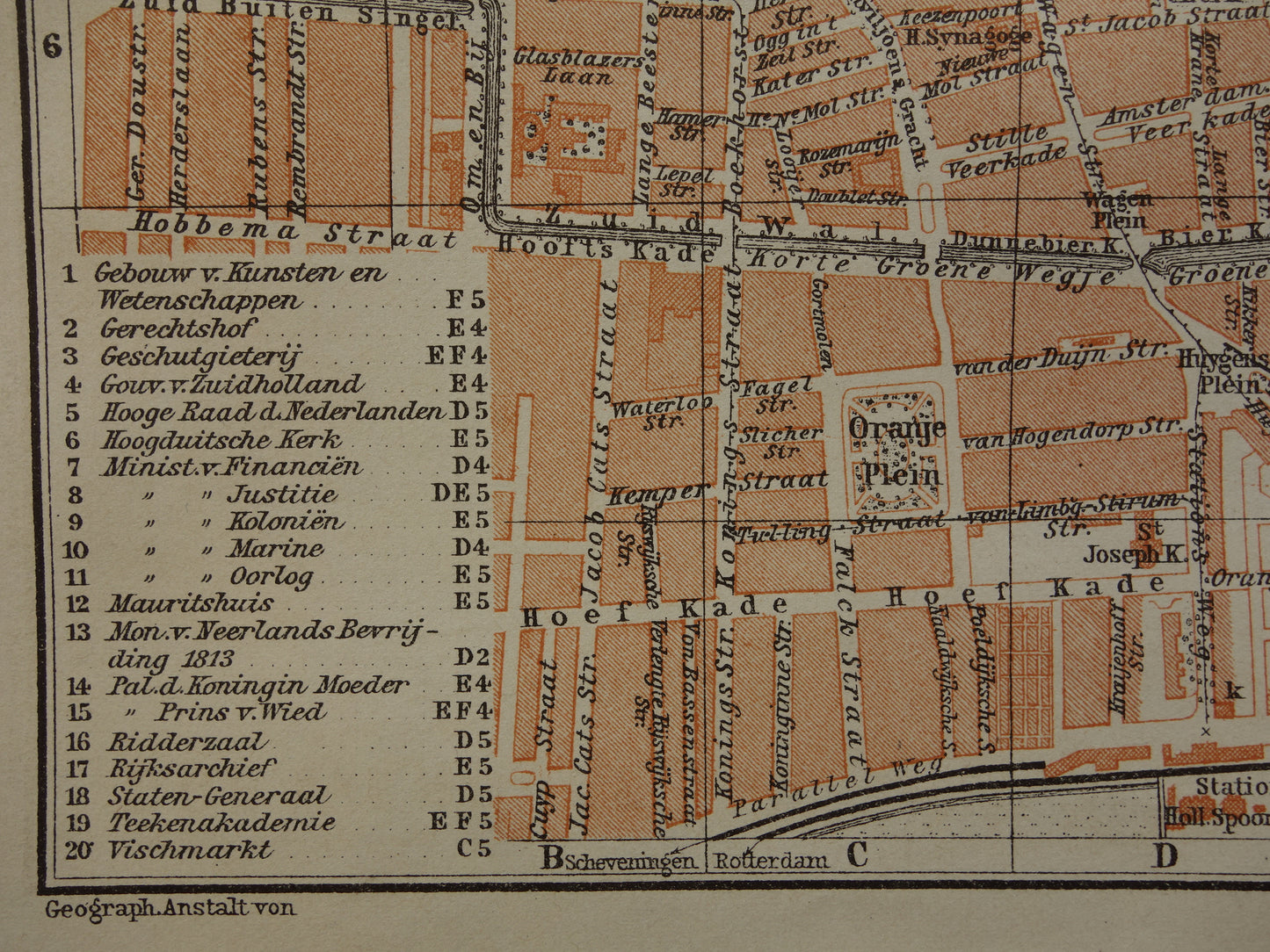 DEN HAAG oude kaart van 's Gravenhage uit 1904 kleine originele antieke plattegrond vintage landkaart