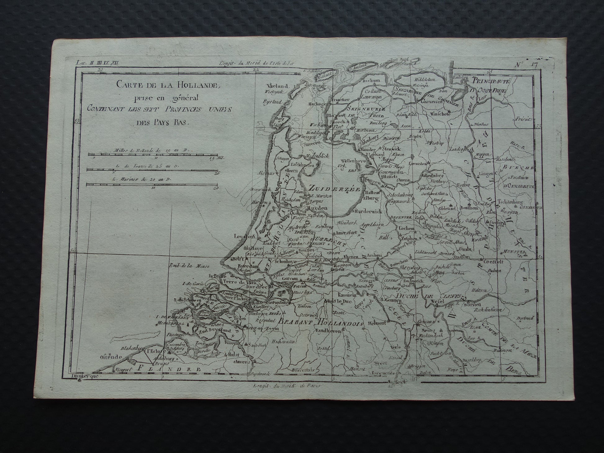 245+ jaar Oude kaart van Nederland Originele Antieke landkaart uit het jaar 1780 - Raynal Bonne