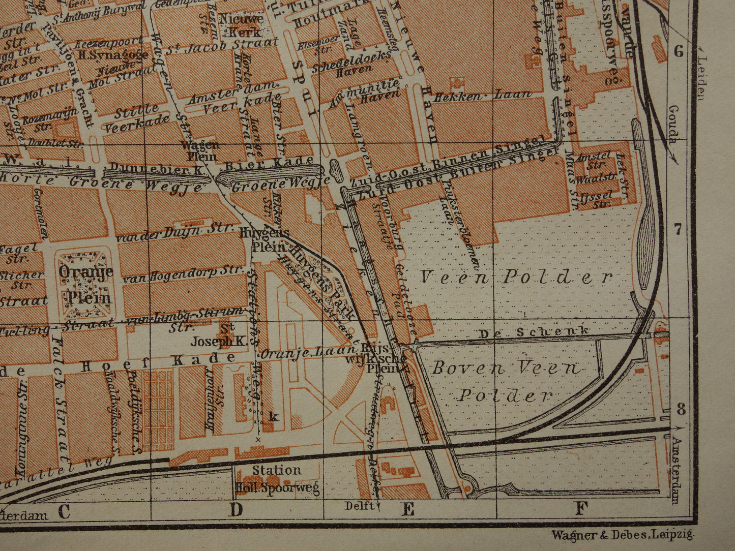 DEN HAAG oude kaart van 's Gravenhage uit 1904 kleine originele antieke plattegrond vintage landkaart