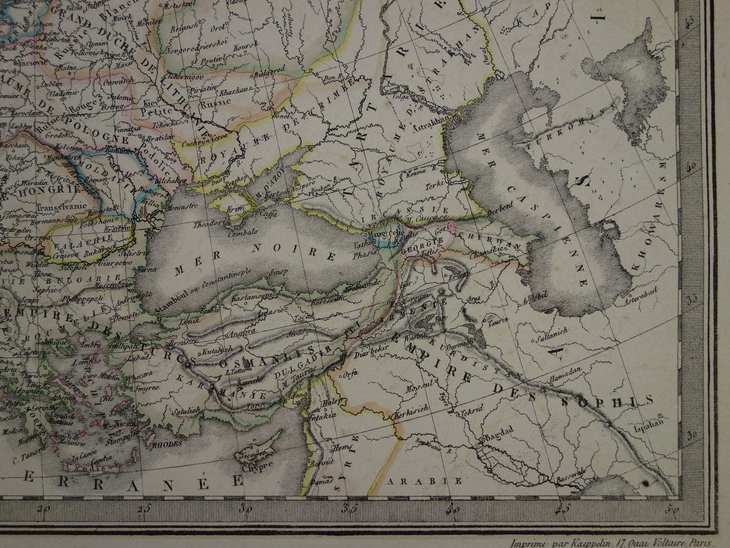 Antieke kaart van Europa ten tijde Karel de Grote in het jaar 800 en Keizer Karel V in jaar 1500 - originele oude landkaart uit 1851