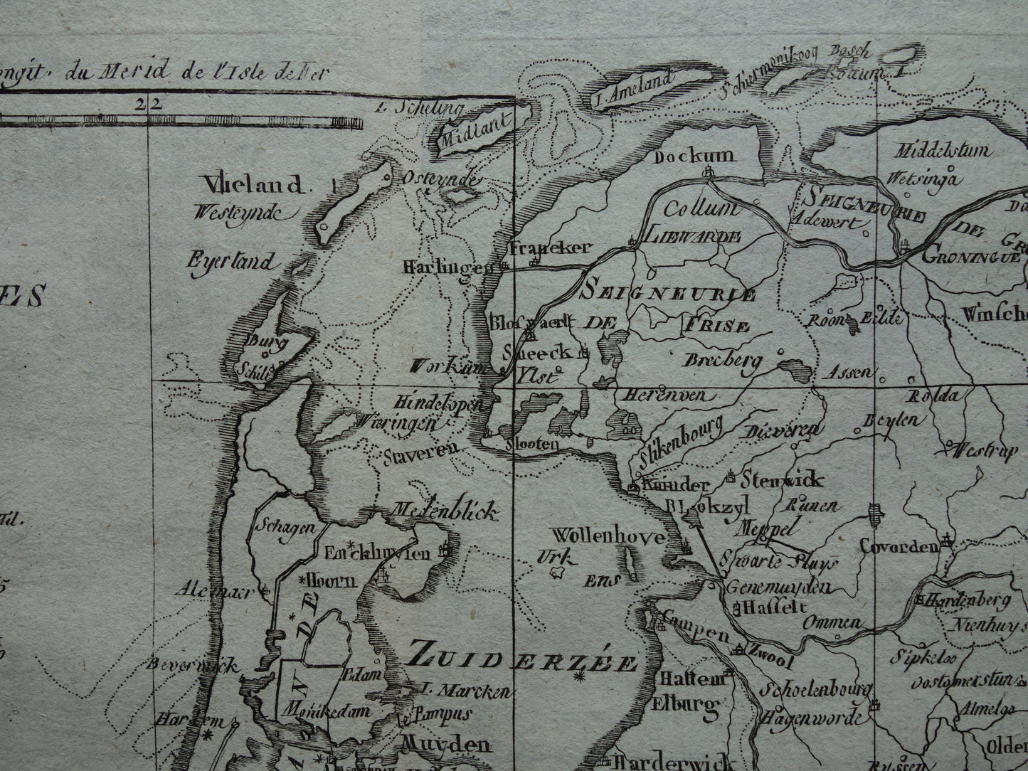 245+ jaar Oude kaart van Nederland Originele Antieke landkaart uit het jaar 1780 - Raynal Bonne