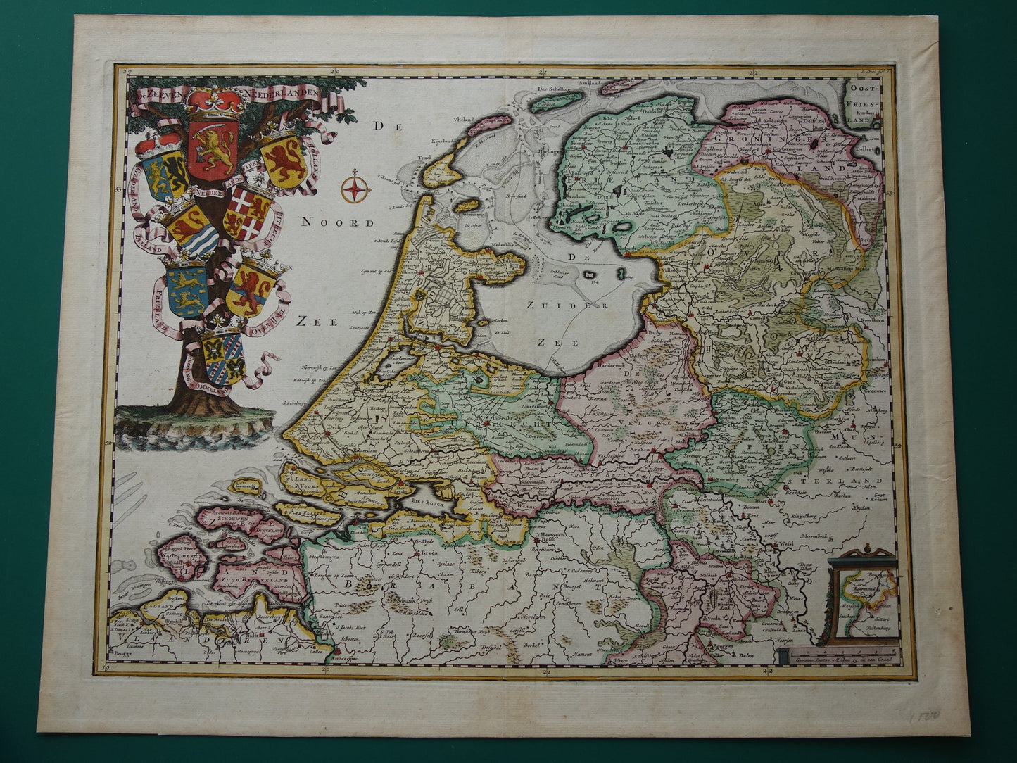 Antieke kaart van Nederland 1725 oude landkaart Republiek der Zeven Verenigde Nederlanden