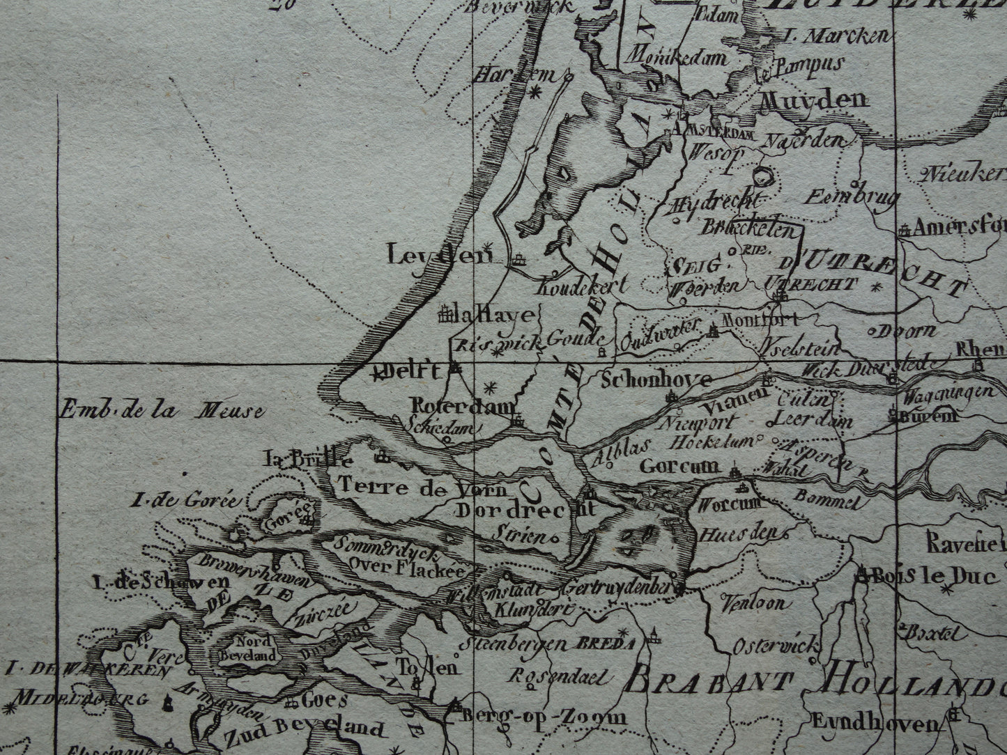 245+ jaar Oude kaart van Nederland Originele Antieke landkaart uit het jaar 1780 - Raynal Bonne