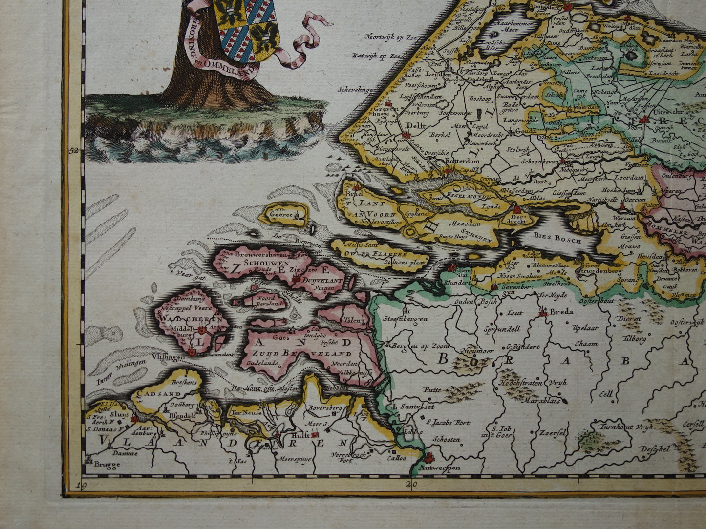 Antieke kaart van Nederland 1725 oude landkaart Republiek der Zeven Verenigde Nederlanden