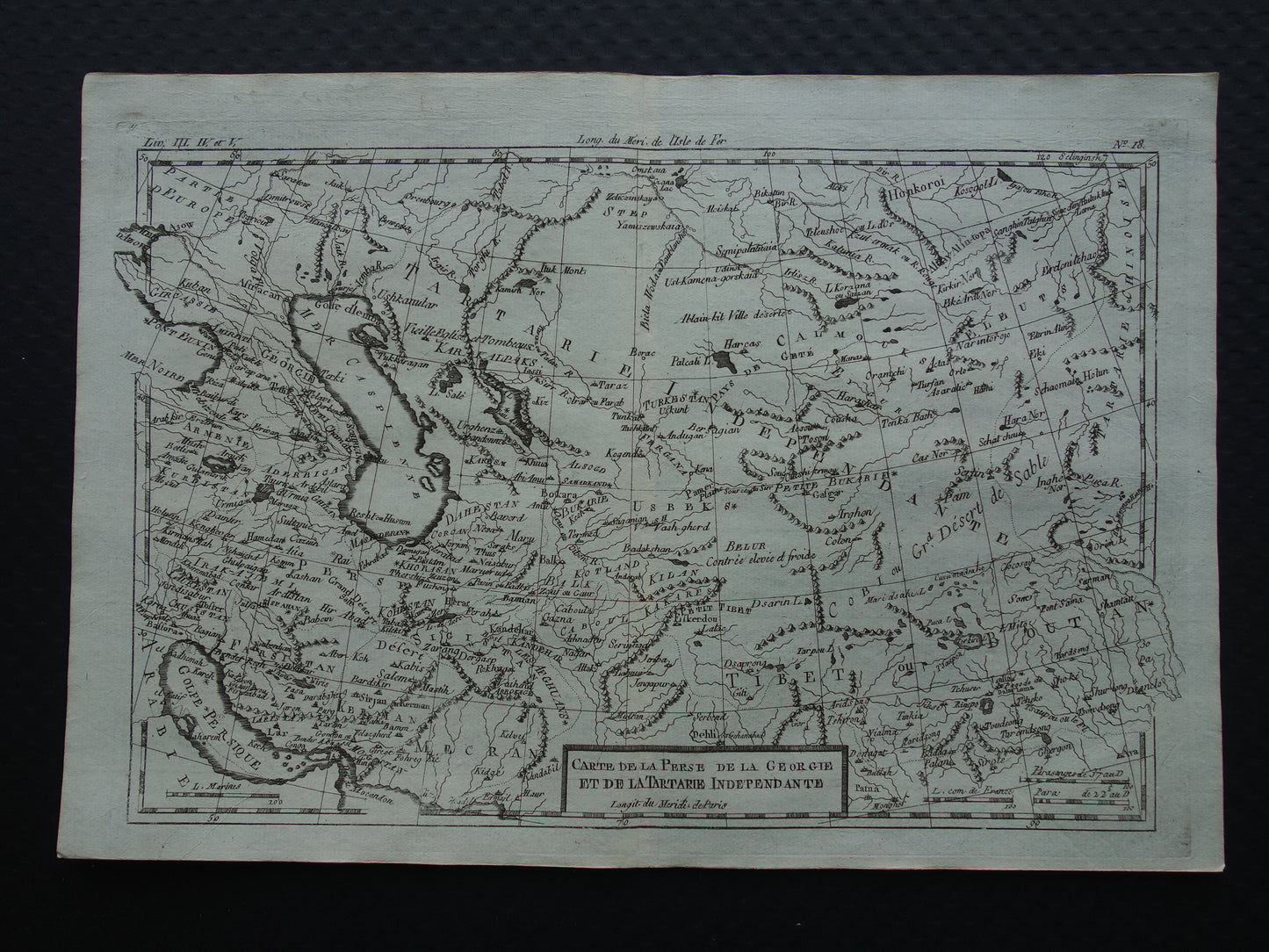 Centraal-Azië oude kaart Perzië Kaspische Zee Tibet Originele antieke landkaart Turkmenistan Tadzjikistan vintage print