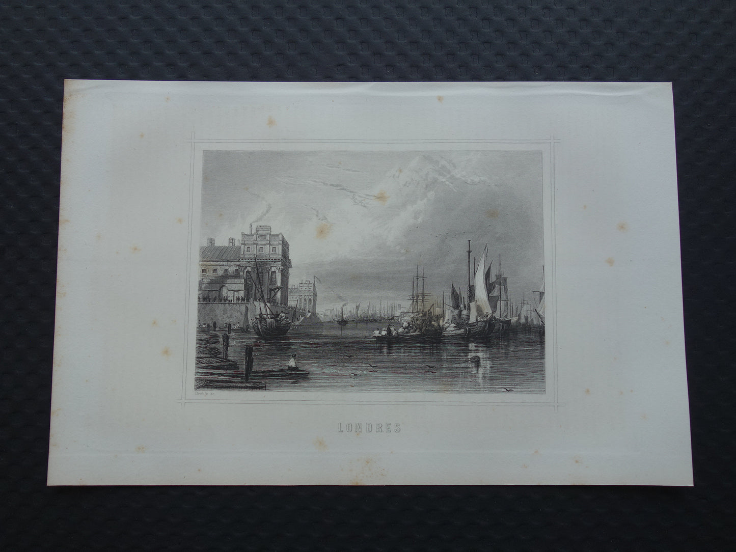 Stadsgezicht van Londen uit 1852 antieke print Londen panorama